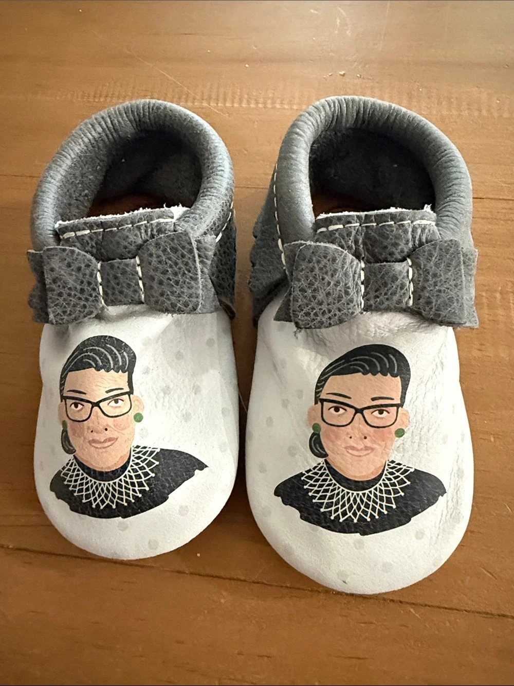 Freshly picked RBG White and Gray Moccasin Slip-Ons Ruth Bader Ginsberg